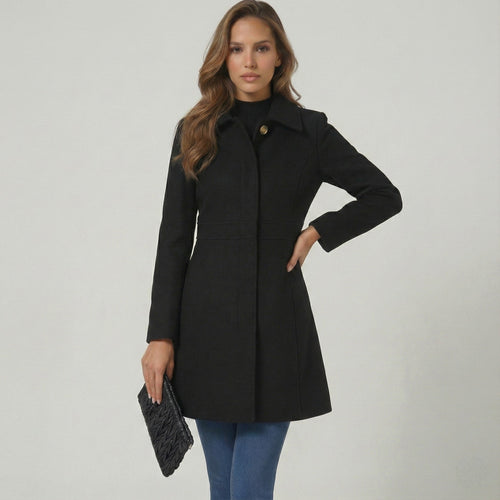 Elegant A-Line Women's Coat – Button Closure Long Coat Josephine