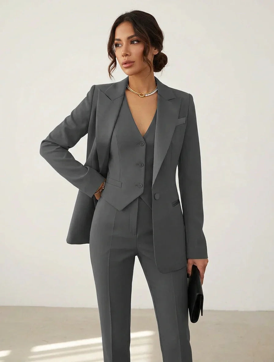 Women's Three Piece Suit Set – Blazer, Vest & Pants Elegant Outfit