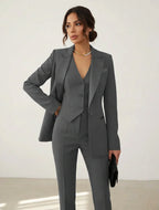Women's Three Piece Suit Set – Blazer, Vest & Pants Elegant Outfit