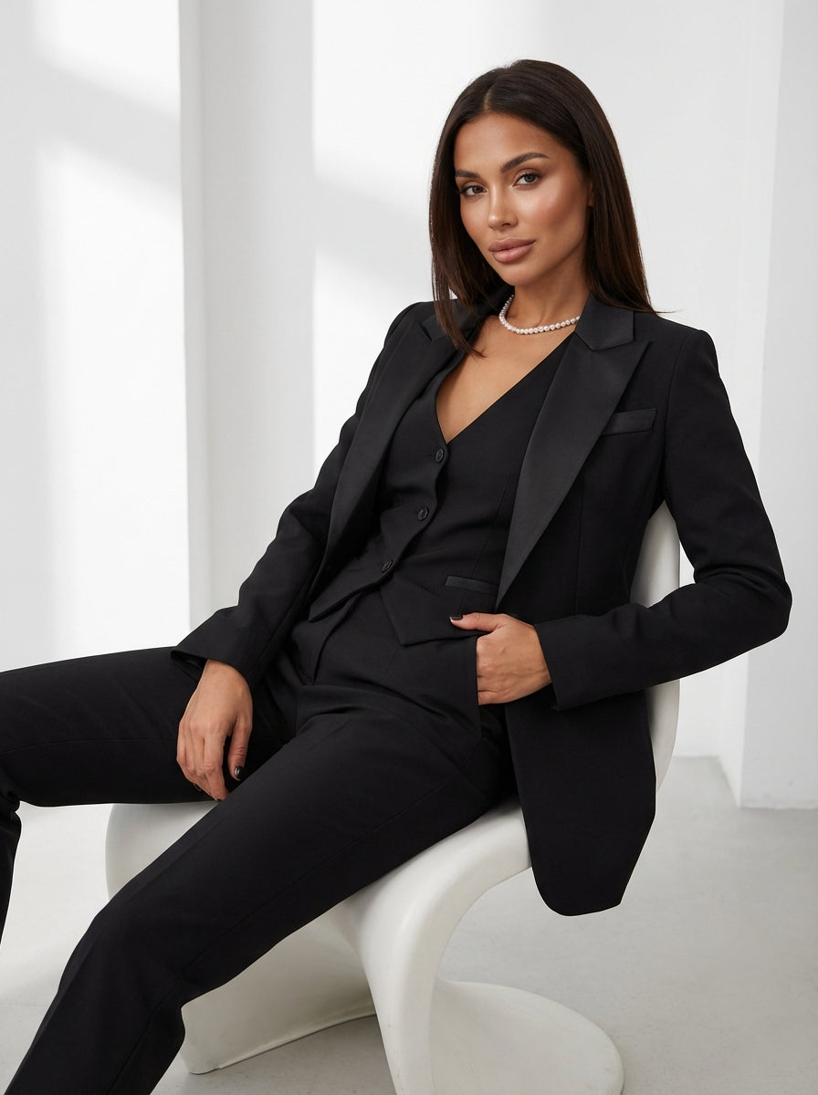 Women's Three Piece Suit Set – Blazer, Vest & Pants Elegant Outfit