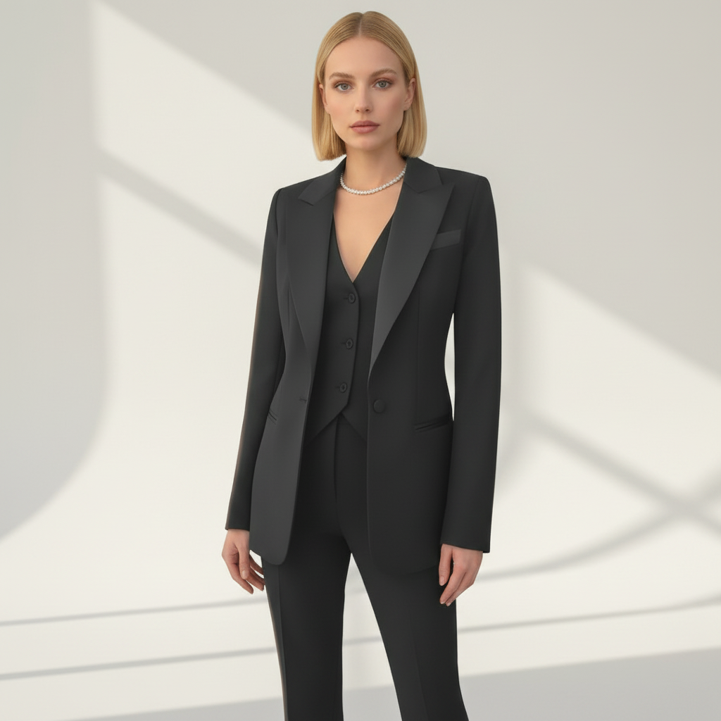 Women's Three Piece Suit Set – Blazer, Vest & Pants Elegant Outfit