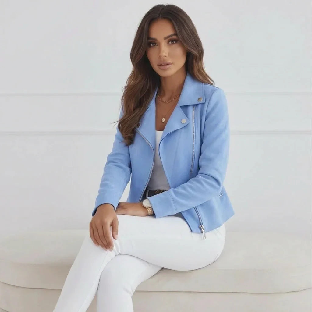 Women's Modern Blazer Jacket – Tailored Fit with Biker Details