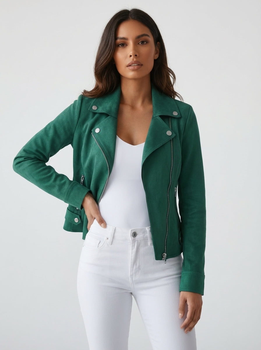 Women's Modern Blazer Jacket – Tailored Fit with Biker Details