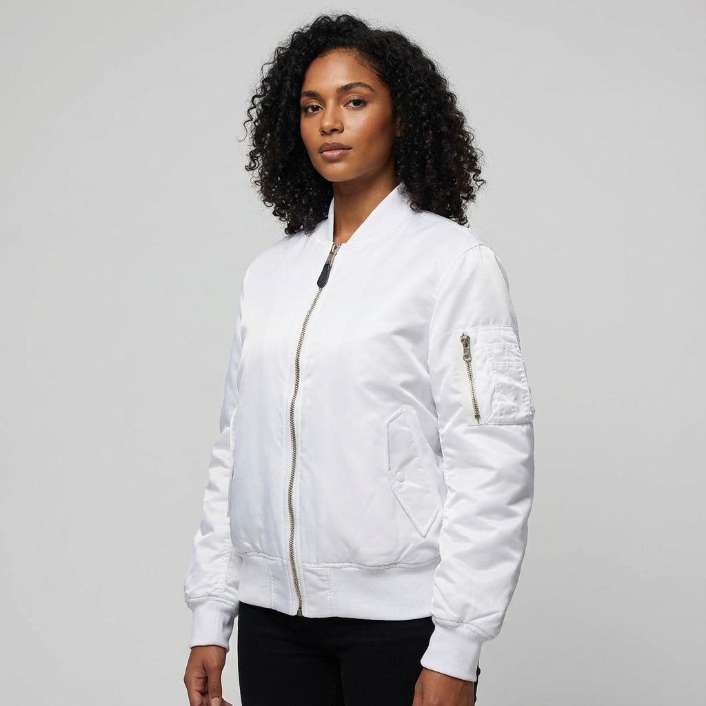 Women's Classic Bomber Jacket – Utility Detail Casual Zip Jacket
