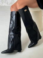Women's Knee High Flare Boots – Pointed Toe Block Heel Boots
