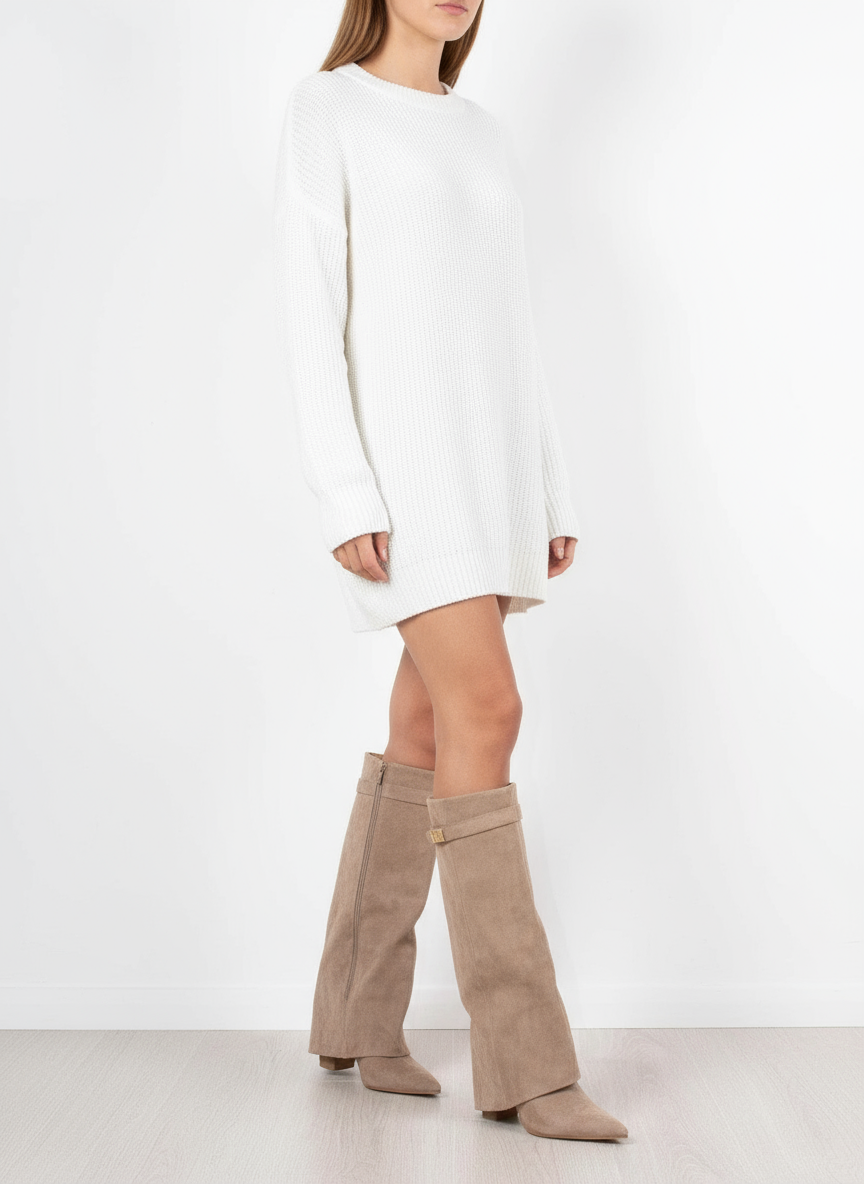 Women's Knee High Flare Boots – Pointed Toe Block Heel Boots