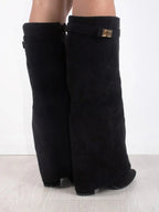 Women's Knee High Flare Boots – Pointed Toe Block Heel Boots