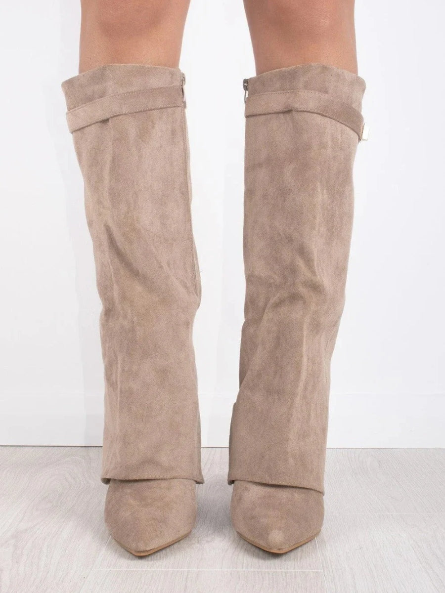 Women's Knee High Flare Boots – Pointed Toe Block Heel Boots