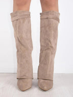 Women's Knee High Flare Boots – Pointed Toe Block Heel Boots