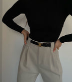 Minimalist Women's Belt with Gold Buckle – Elegant Slim Waist Belt