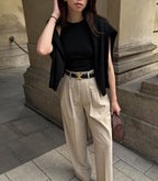 Minimalist Women's Belt with Gold Buckle – Elegant Slim Waist Belt