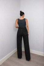 Women's High Waist Straight Jeans – Subtle Glitter Detail Denim