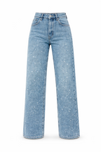 Women's High Waist Straight Jeans – Subtle Glitter Detail Denim