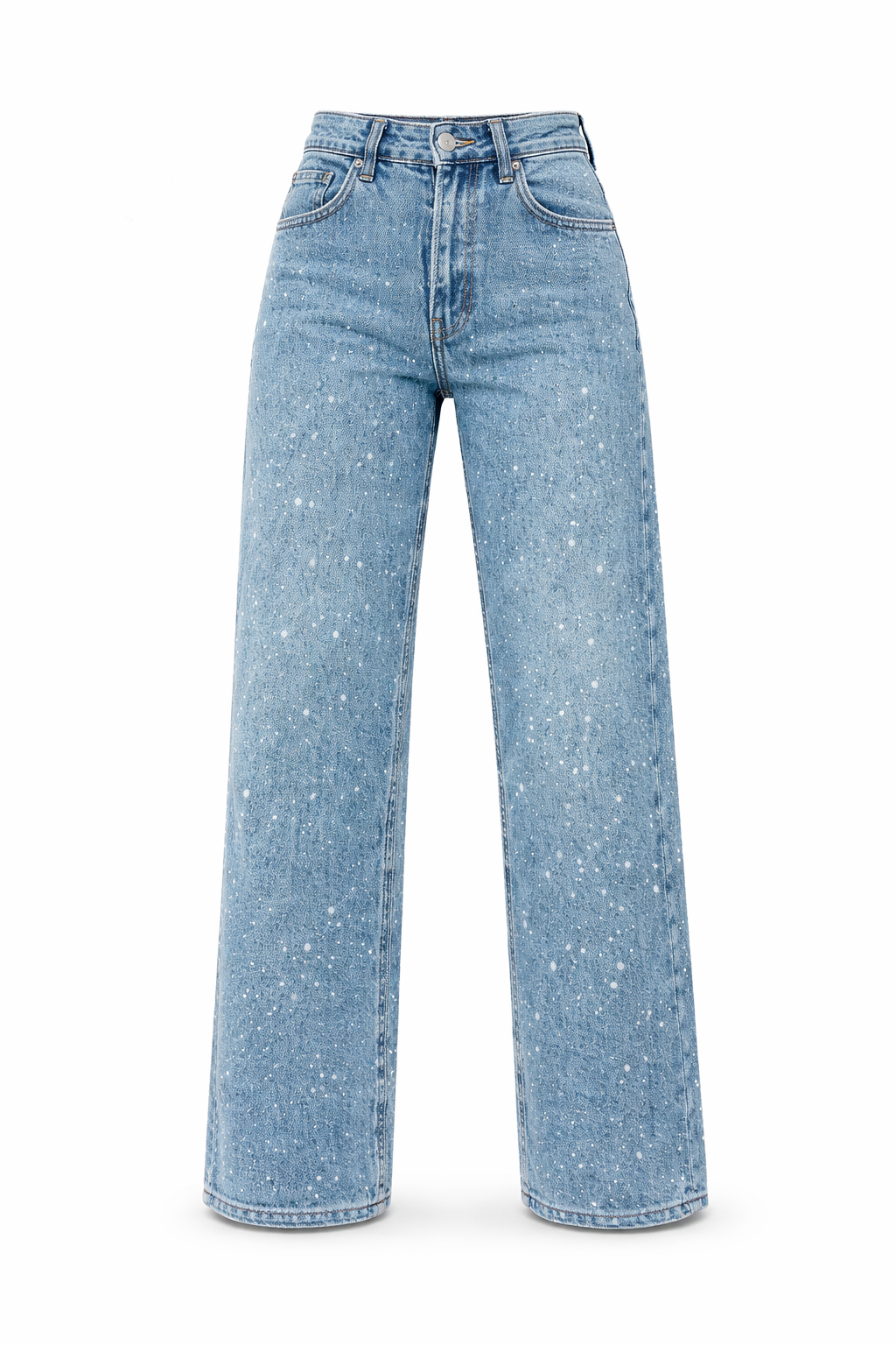 Women's High Waist Straight Jeans – Subtle Glitter Detail Denim