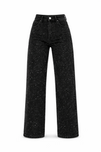 Women's High Waist Straight Jeans – Subtle Glitter Detail Denim