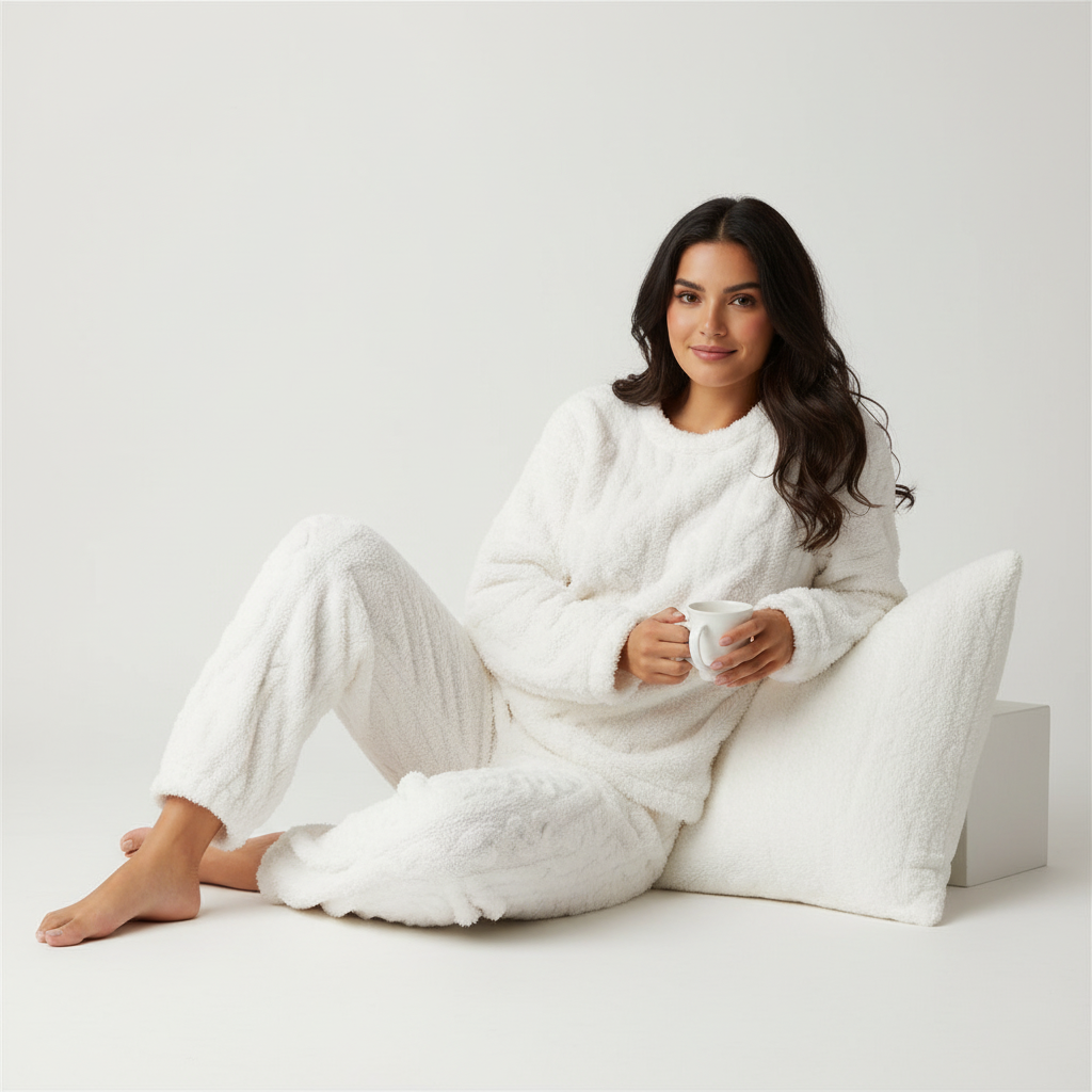Women's Soft Fleece Pajama Set – Cozy Warm Loungewear Two Piece