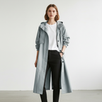 Water-Resistant Long Trench Coat Women – Lightweight Hooded Coat
