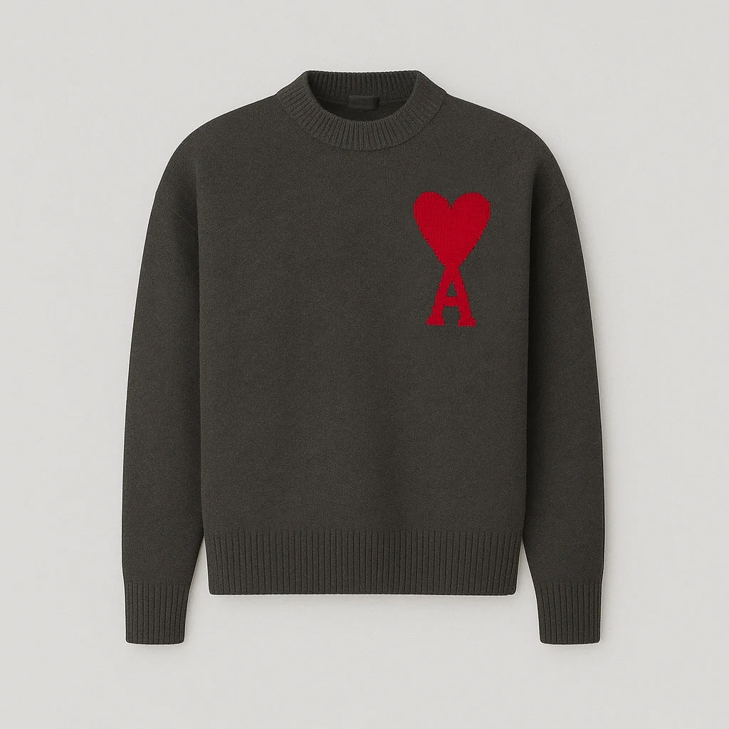 Women's Heart Knit Sweater – Soft Cozy Pullover with Heart Detail