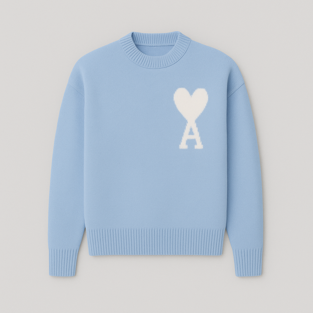 Women's Heart Knit Sweater – Soft Cozy Pullover with Heart Detail
