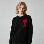 Women's Heart Knit Sweater – Soft Cozy Pullover with Heart Detail