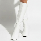 Patent Leather Knee High Boots Women – Block Heel Elegant Long Boots